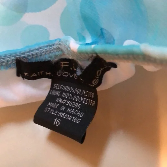 FLP Faith.Love. Fashion size 16 aqua blue & white print halter dress midi length - Picture 9 of 13